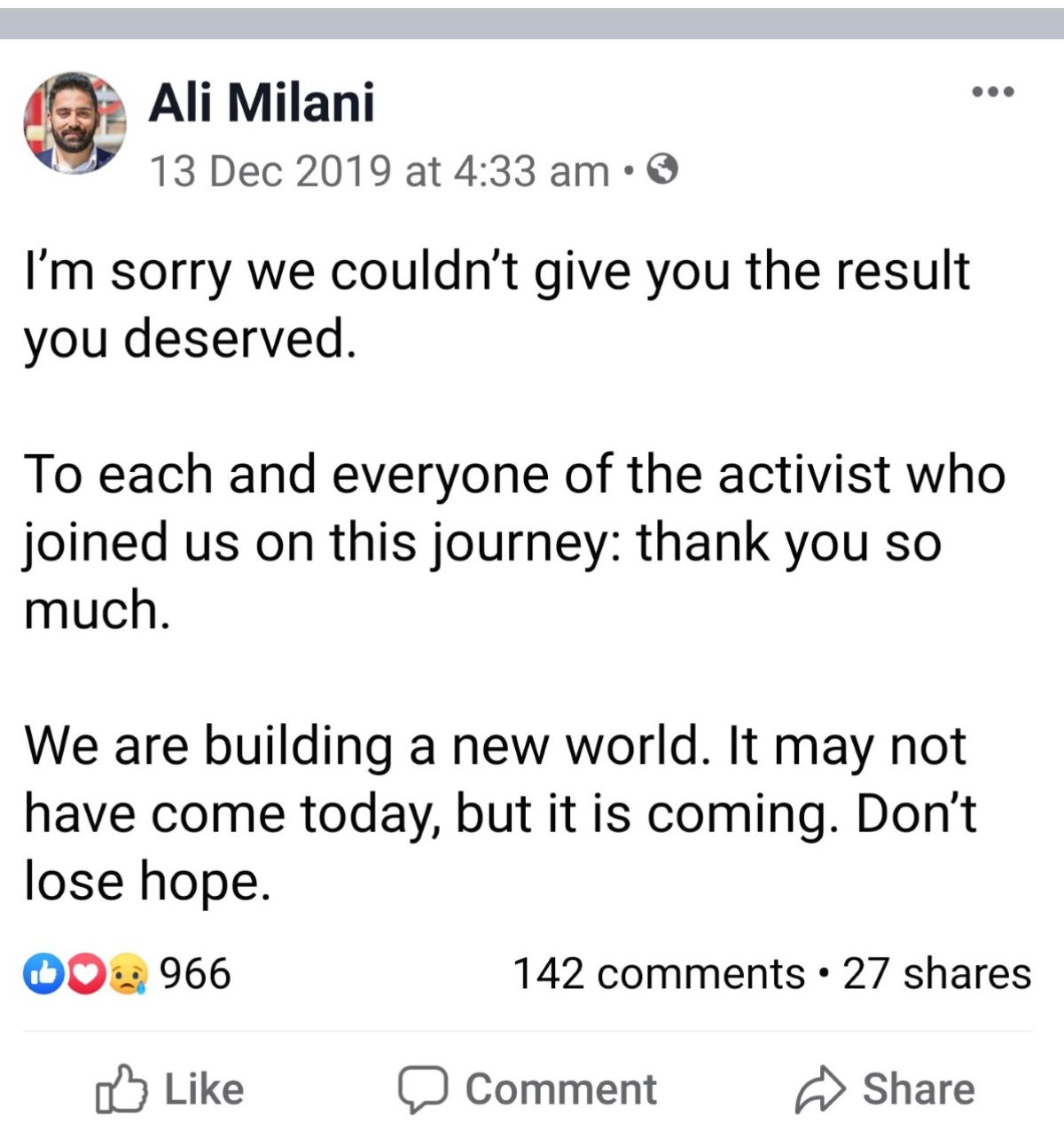 A message from Ali 